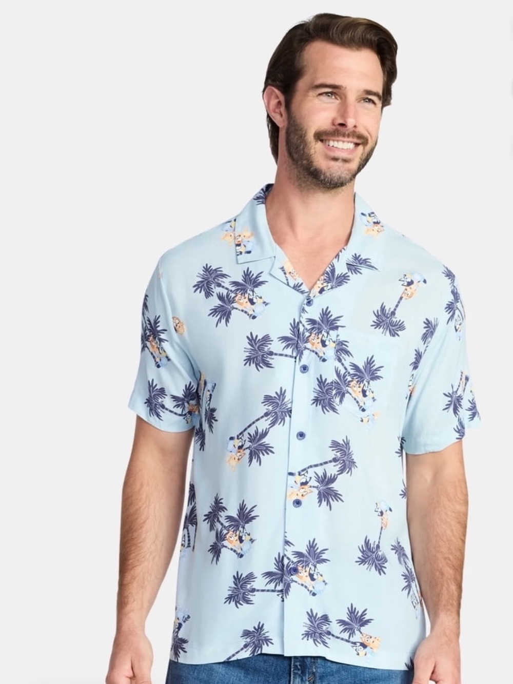 Mens Bluey Tropical Print Short Sleeve Shirt